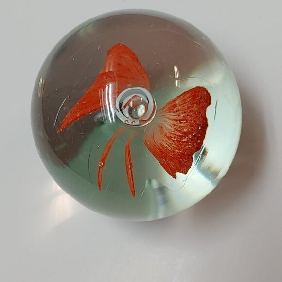 Vintage Red Butterfly Bubble Art Glass Handmade Paperweights - Read, Home Decor - Picture 5 of 9